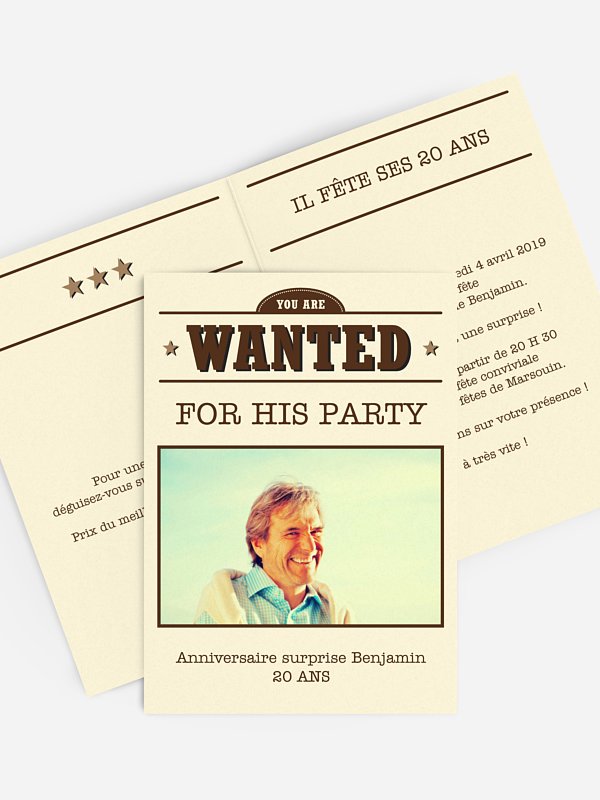 Invitation Anniversaire Wanted