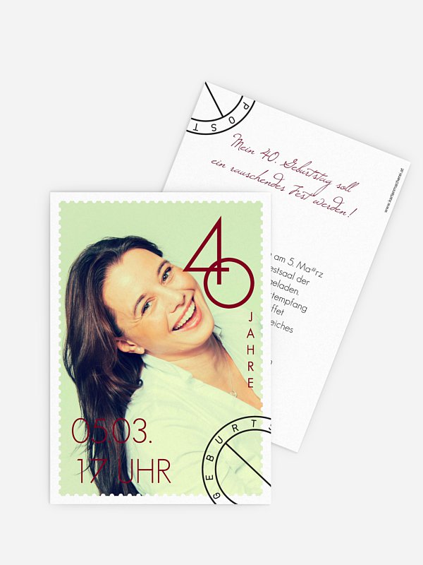 Einladung 40. Geburtstag Postmarke