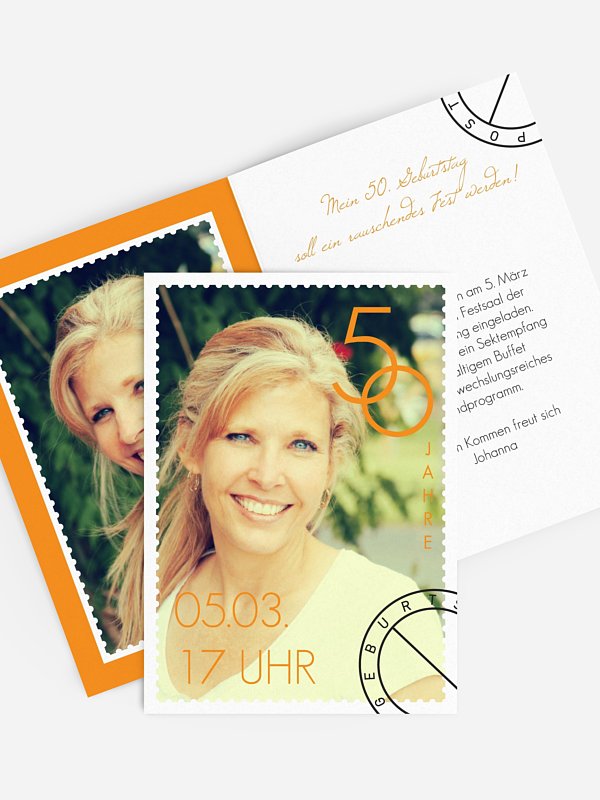 Einladung 50. Geburtstag Postmarke