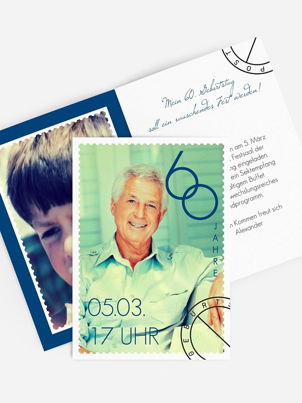Einladung 60. Geburtstag Postmarke
