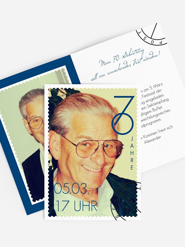 Einladung 70. Geburtstag Postmarke
