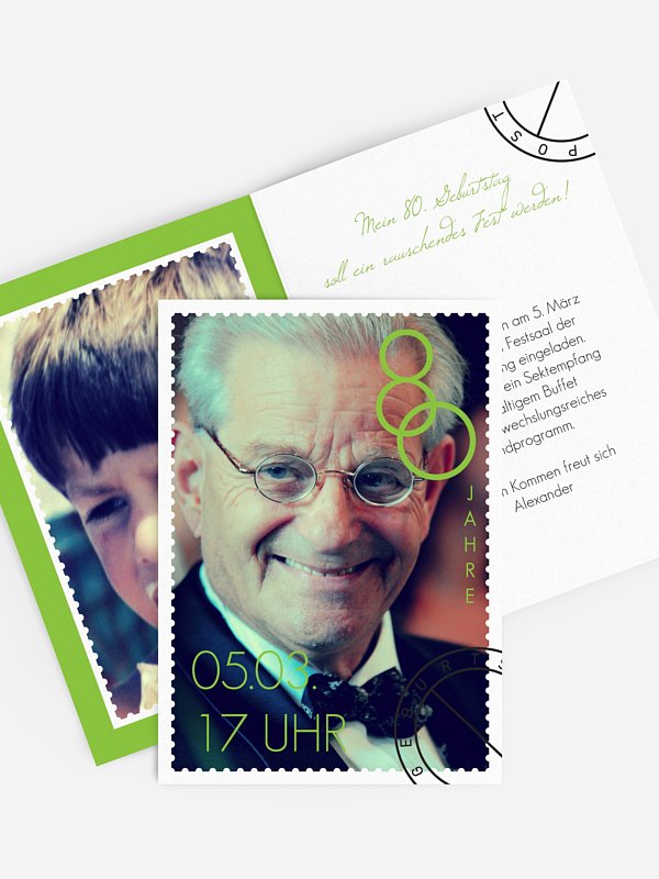 Einladung 80. Geburtstag Postmarke