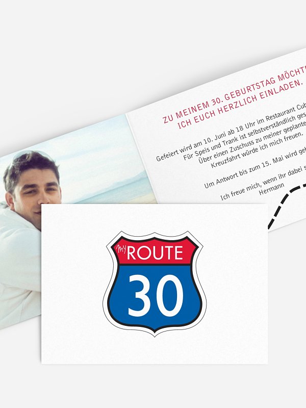 Einladung 30. Geburtstag My Route