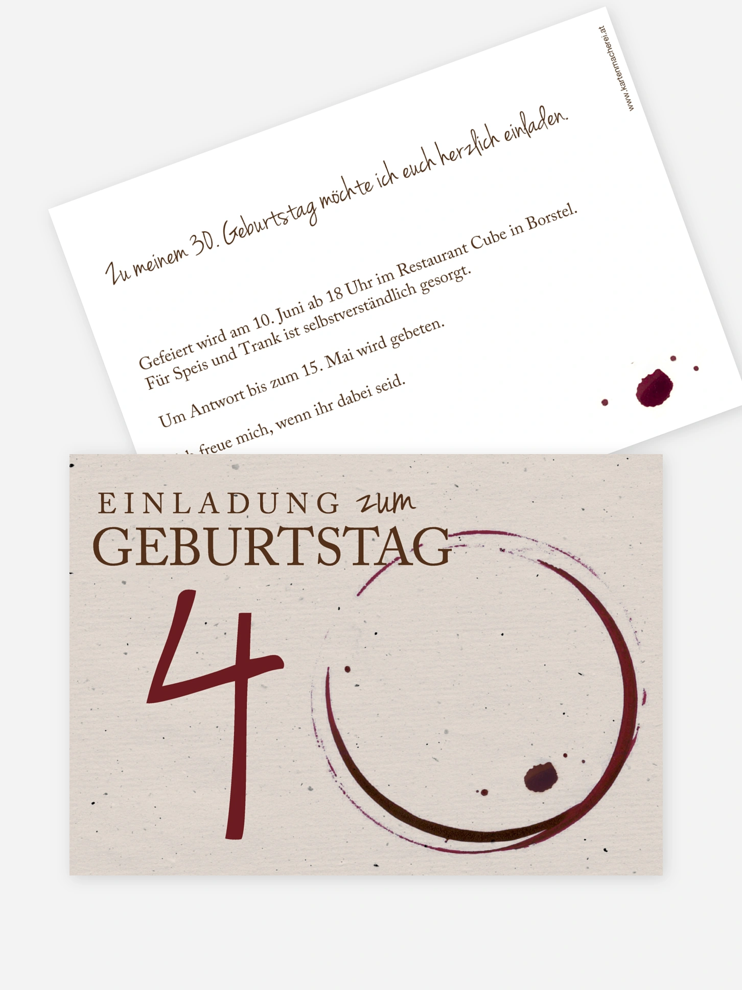 Einladung 40. Geburtstag Edler Tropfen
