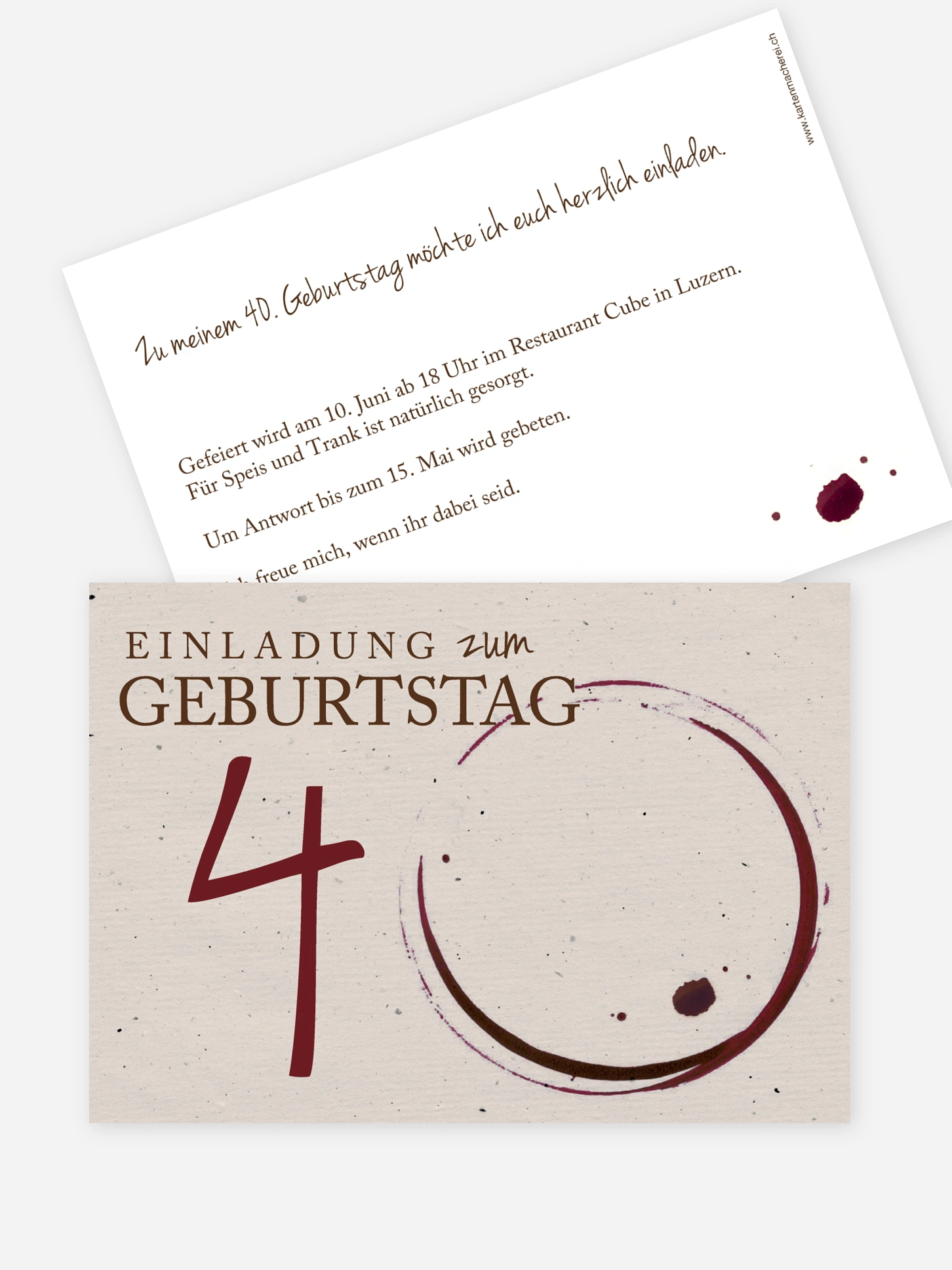 Einladung 40. Geburtstag Edler Tropfen
