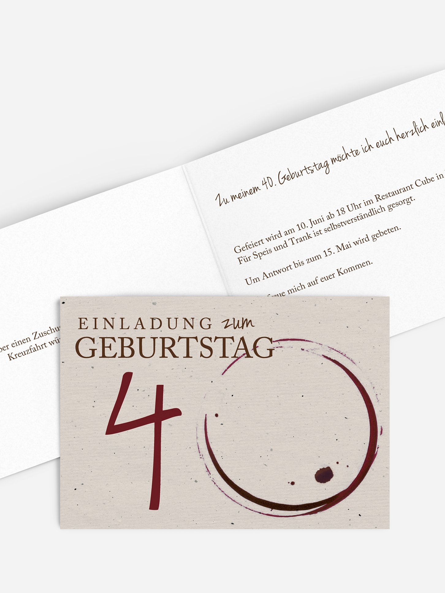 Einladung 40. Geburtstag Edler Tropfen