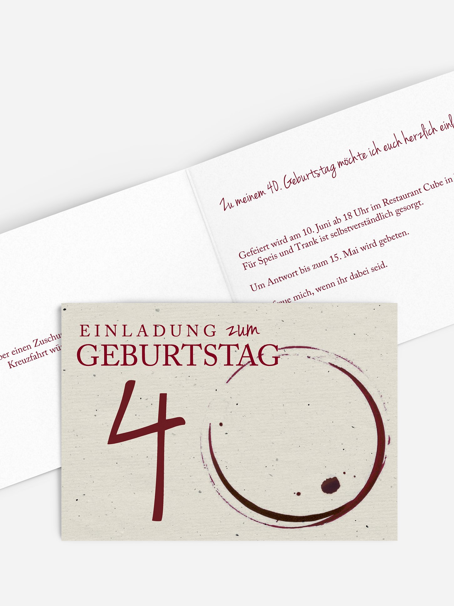 Einladung 40. Geburtstag Edler Tropfen