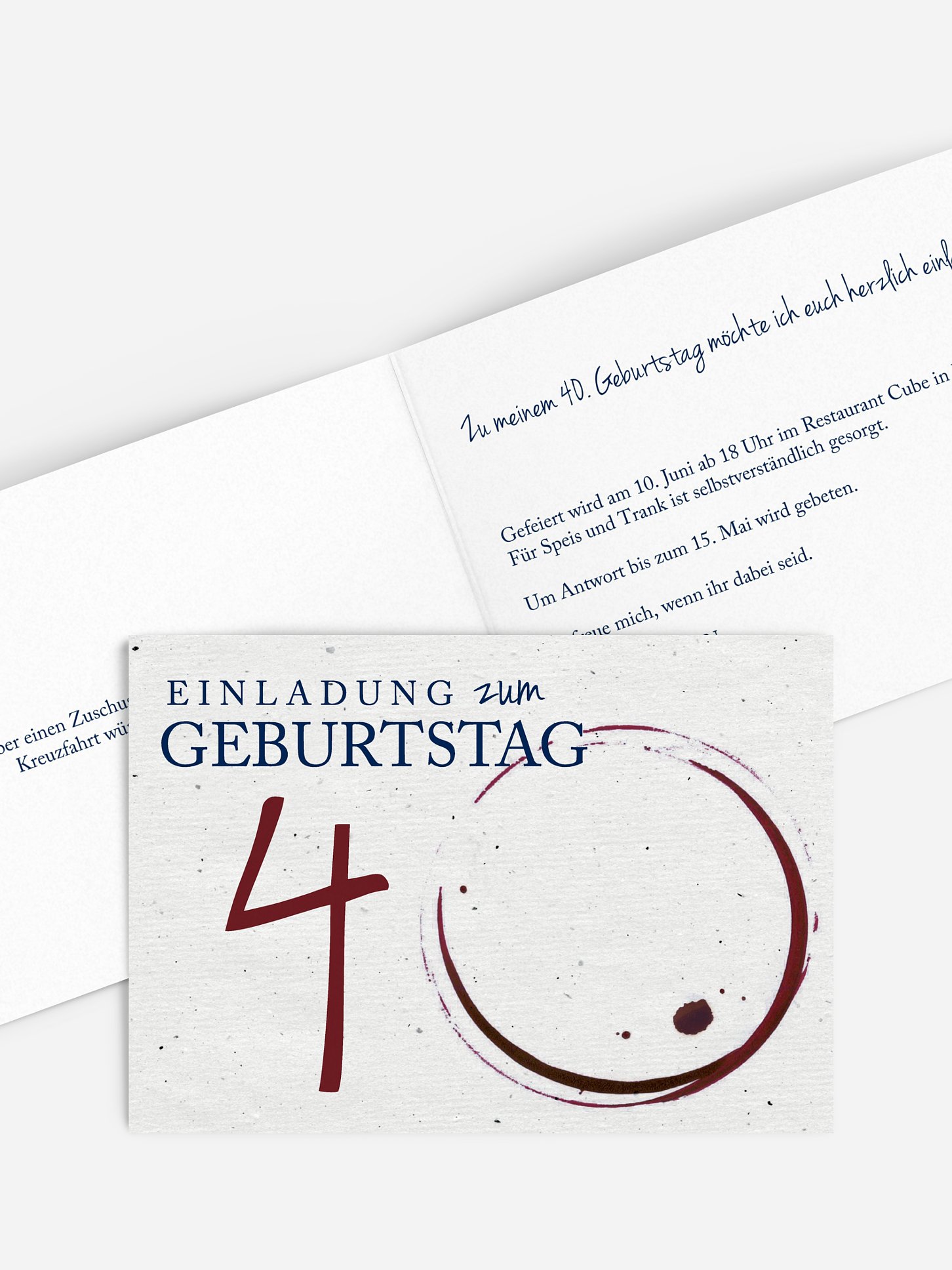 Einladung 40. Geburtstag Edler Tropfen