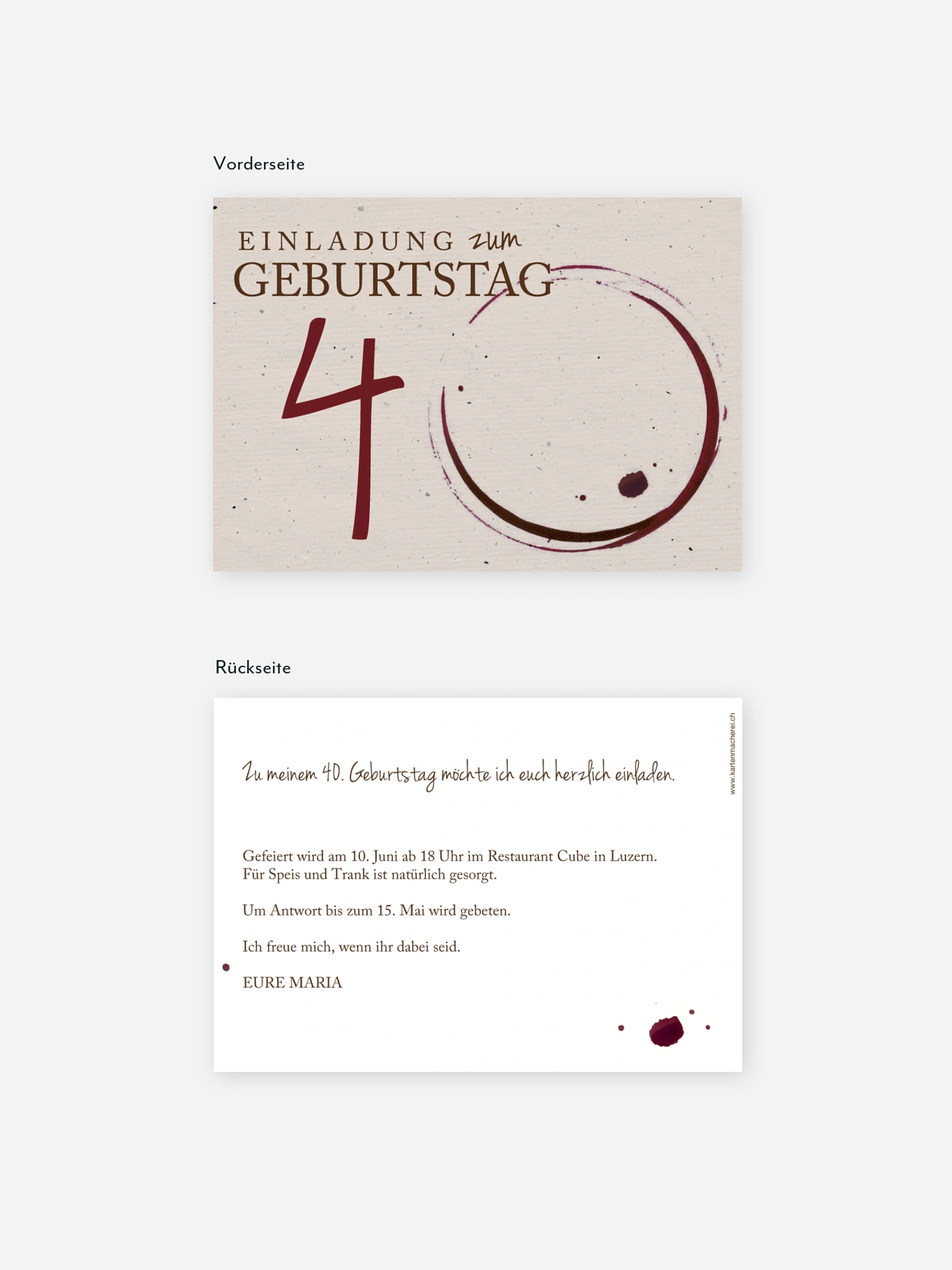 Einladung 40. Geburtstag Edler Tropfen