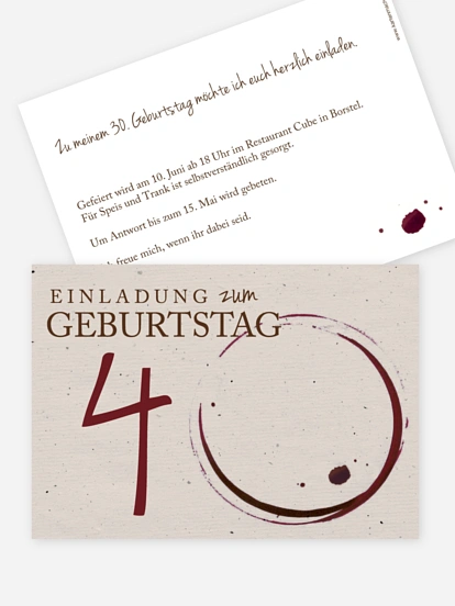 Einladung 40. Geburtstag Edler Tropfen