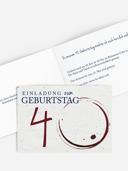 Einladung 40. Geburtstag Edler Tropfen