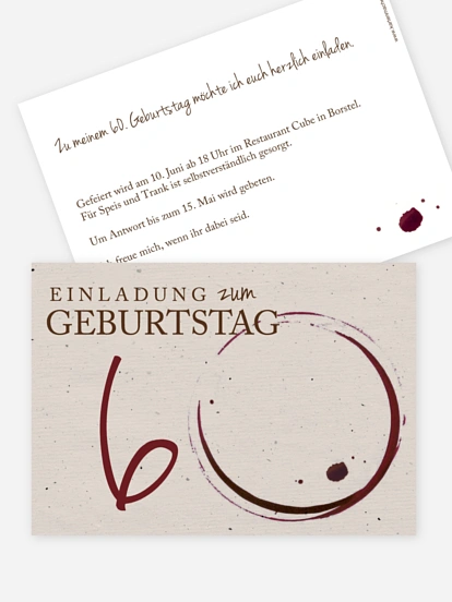 Einladung 60. Geburtstag Edler Tropfen