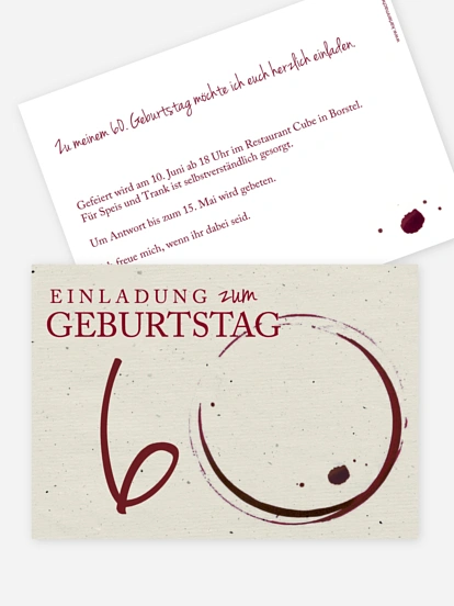 Einladung 60. Geburtstag Edler Tropfen