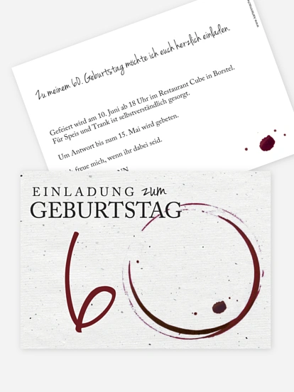 Einladung 60. Geburtstag Edler Tropfen