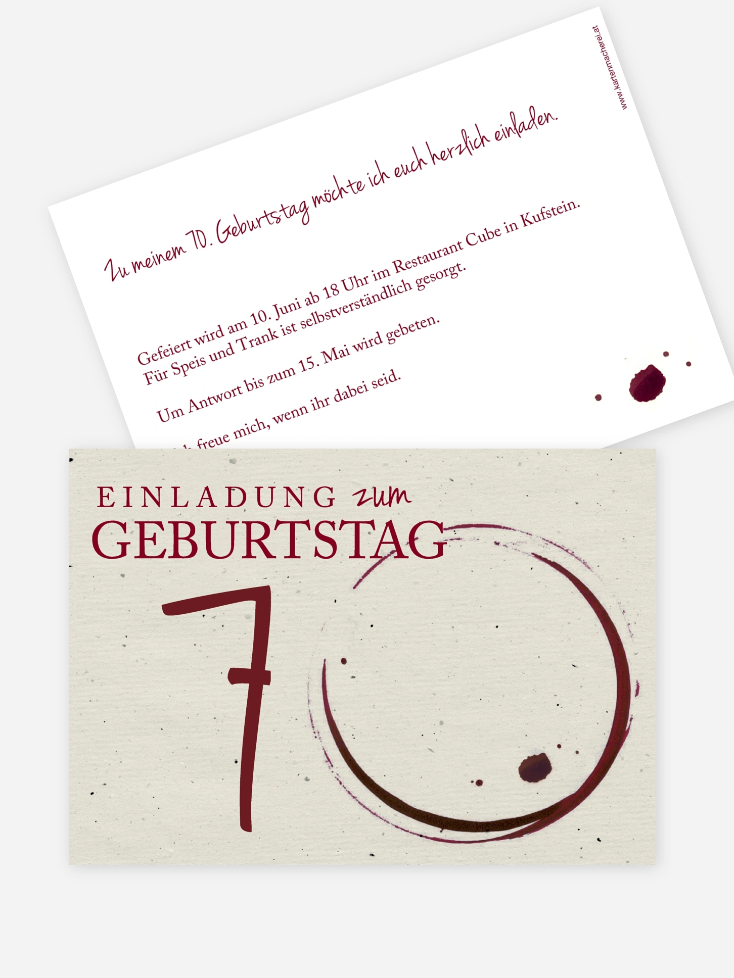 Einladung 70. Geburtstag Edler Tropfen