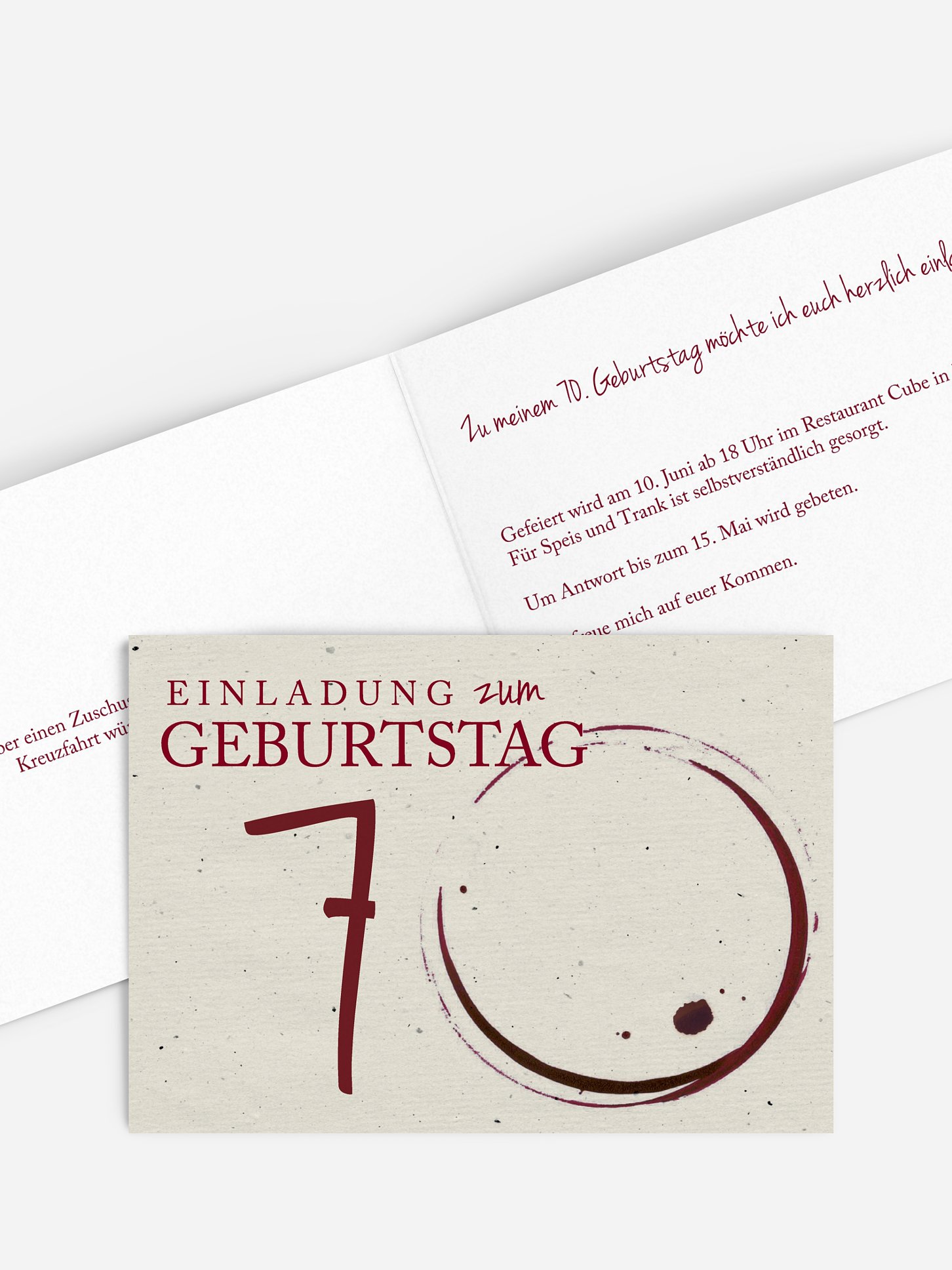 Einladung 70. Geburtstag Edler Tropfen