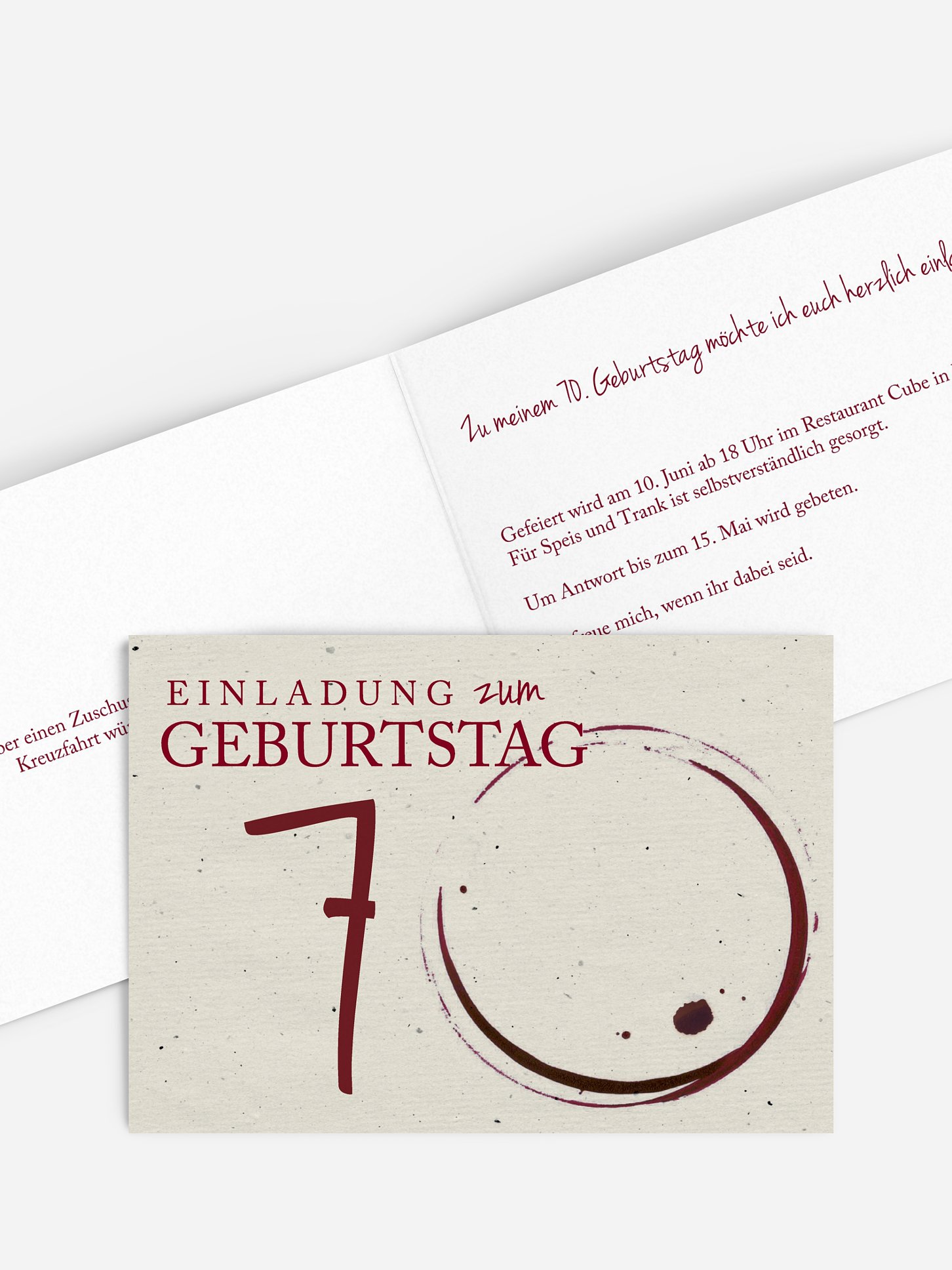 Einladung 70. Geburtstag Edler Tropfen