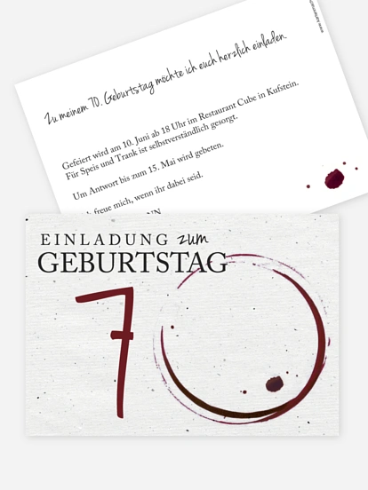 Einladung 70. Geburtstag Edler Tropfen