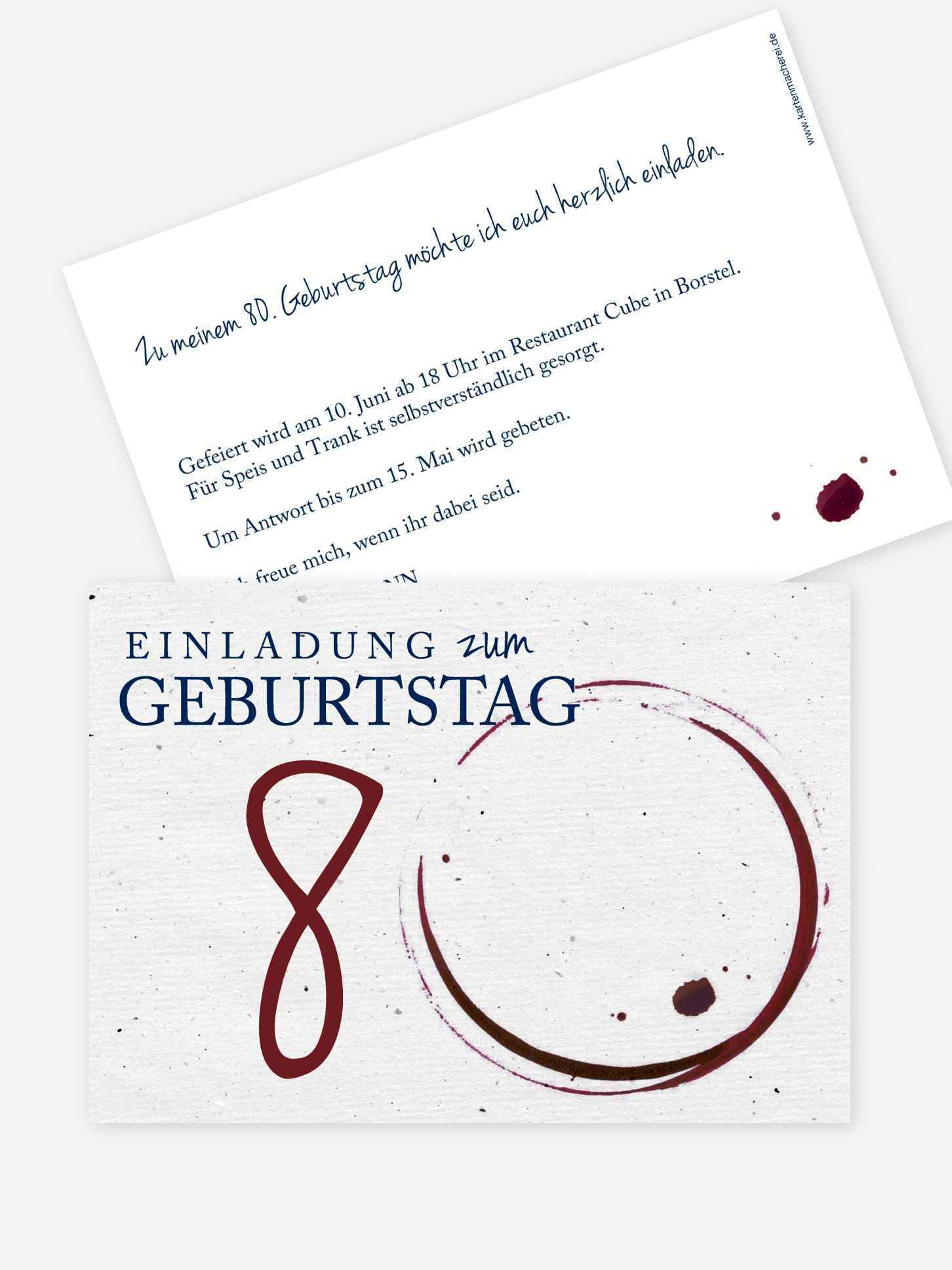 Einladung 80. Geburtstag Edler Tropfen