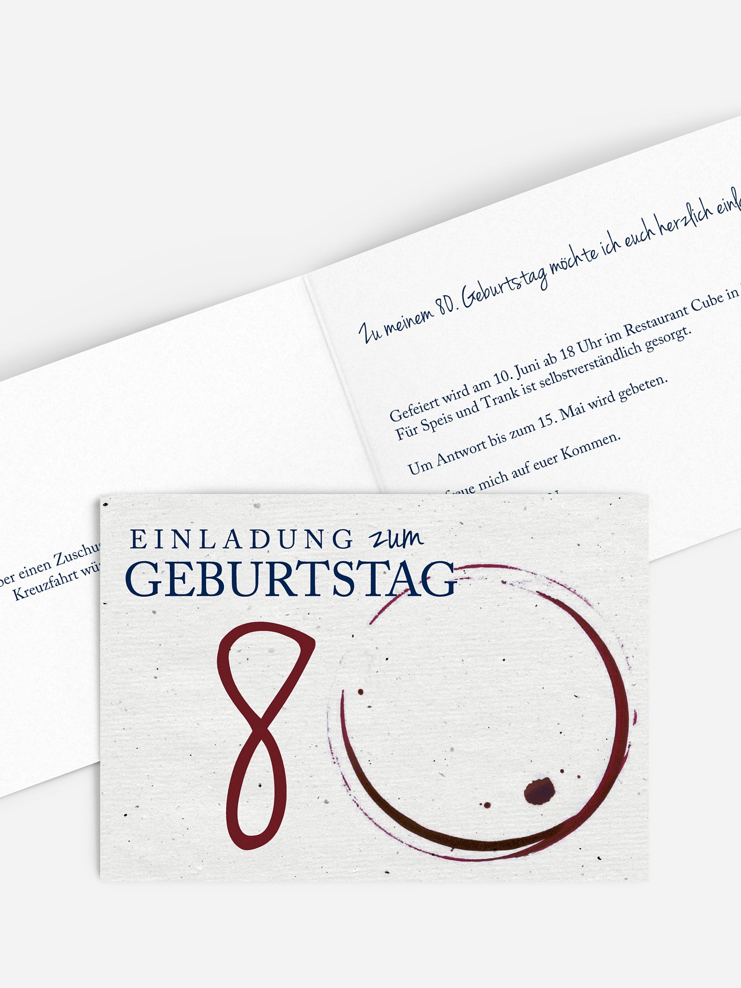 Einladung 80. Geburtstag Edler Tropfen