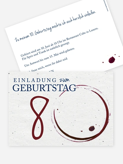 Einladung 80. Geburtstag Edler Tropfen