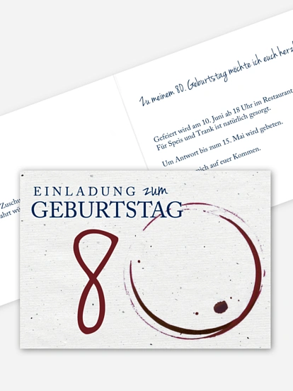 Einladung 80. Geburtstag Edler Tropfen
