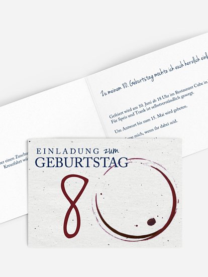 Einladung 80. Geburtstag Edler Tropfen