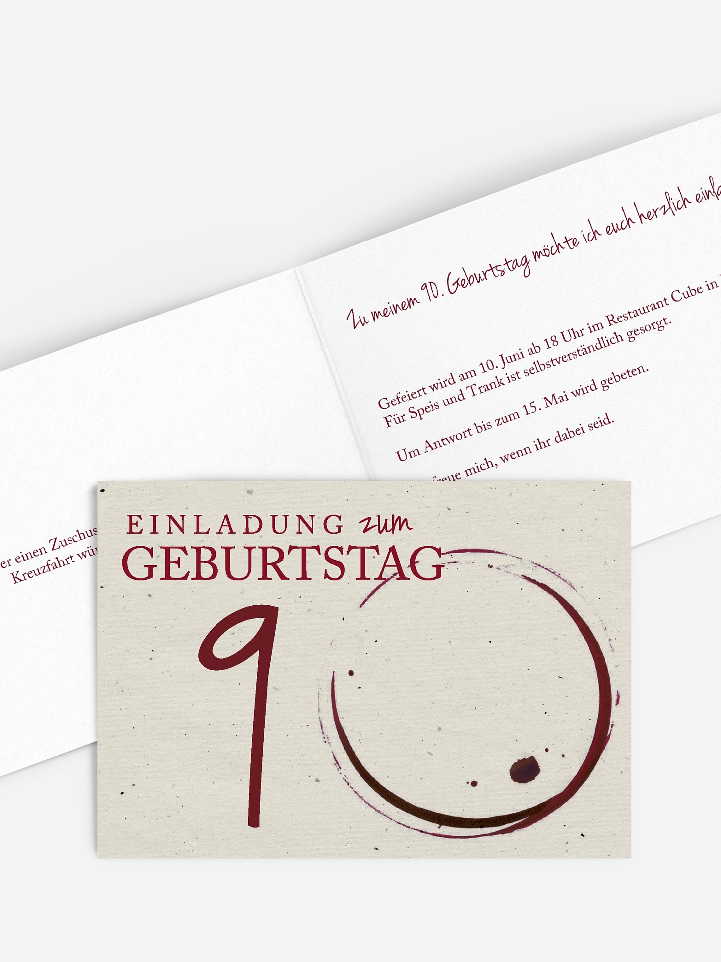 Einladung 90. Geburtstag Edler Tropfen