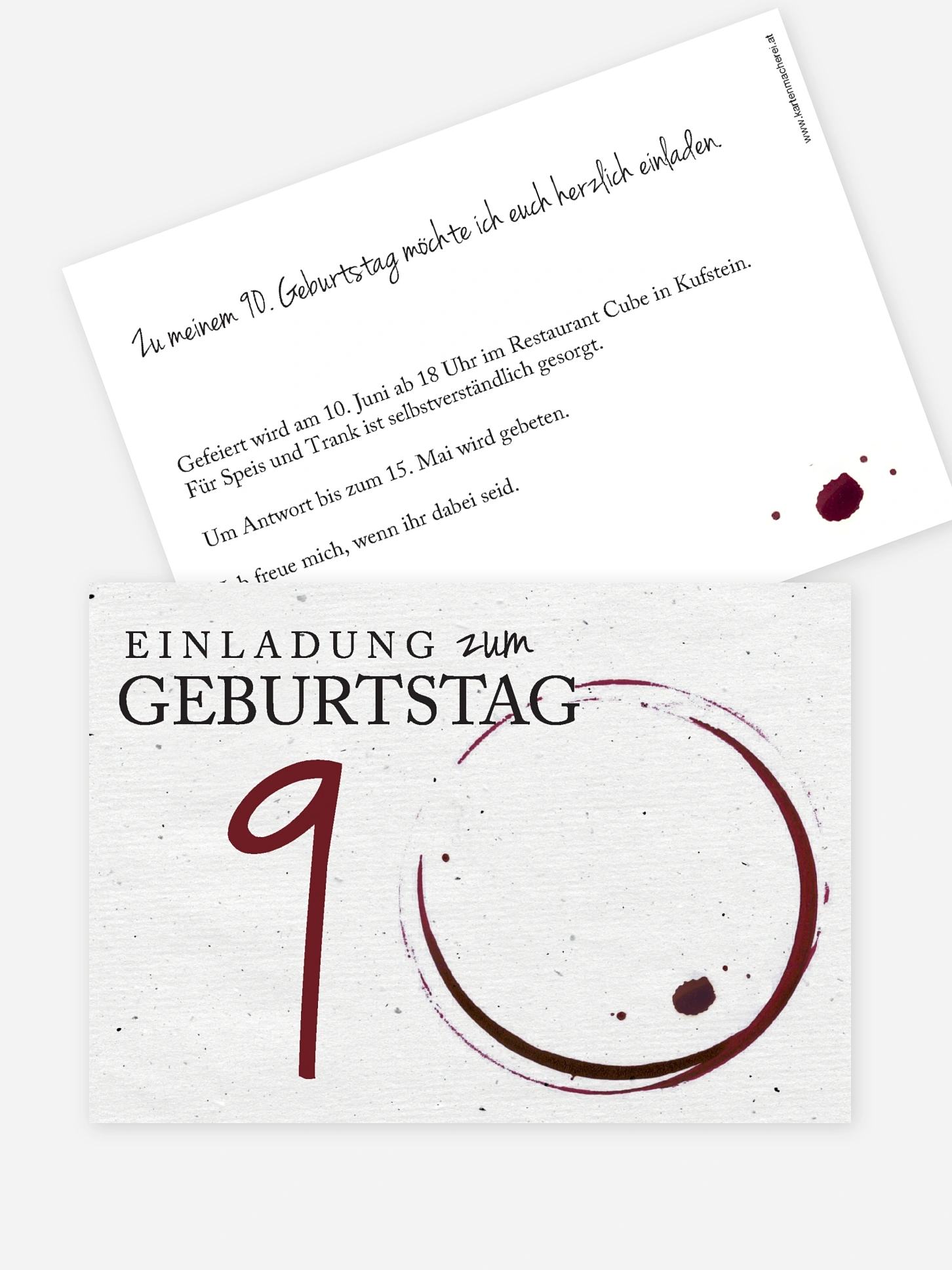 Einladung 90. Geburtstag Edler Tropfen