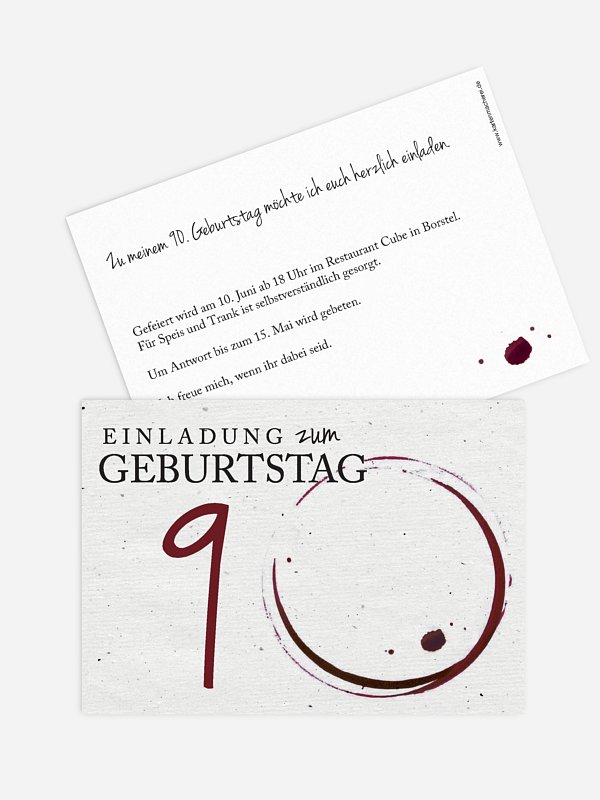Einladung 90. Geburtstag Edler Tropfen