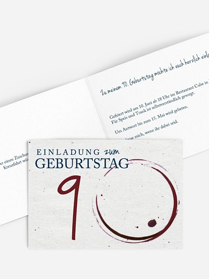 Einladung 90. Geburtstag Edler Tropfen