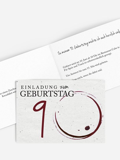 Einladung 90. Geburtstag Edler Tropfen