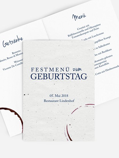 Menükarte Geburtstag Edler Tropfen