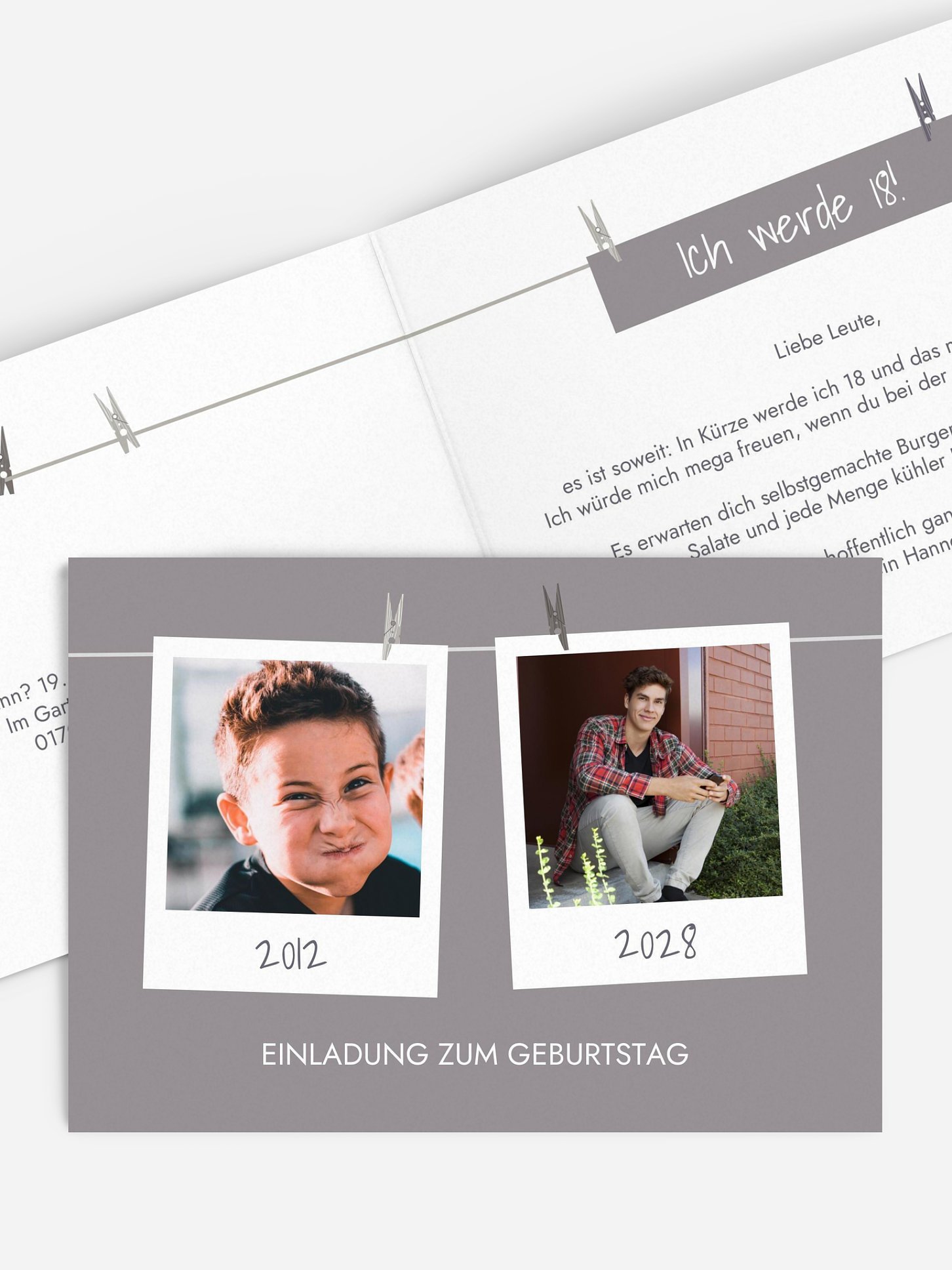 Einladung 18. Geburtstag Fotoleine