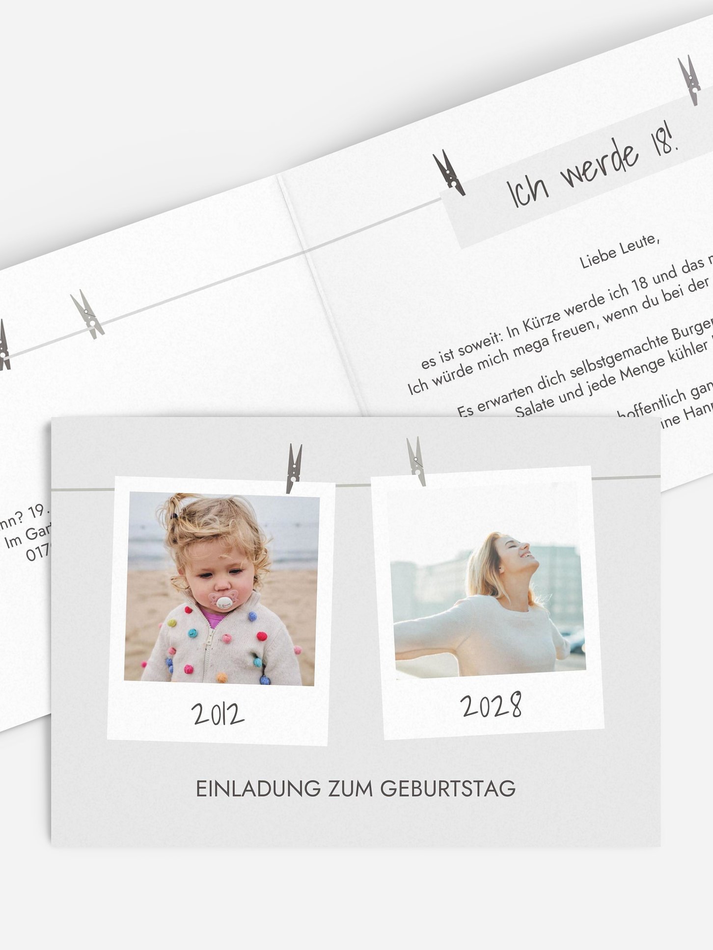 Einladung 18. Geburtstag Fotoleine