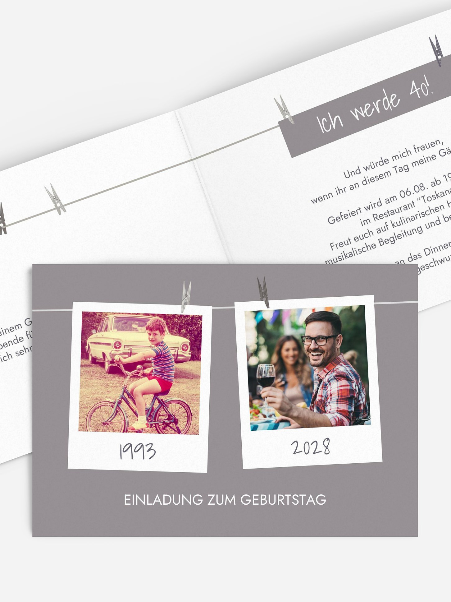 Einladung 40. Geburtstag Fotoleine