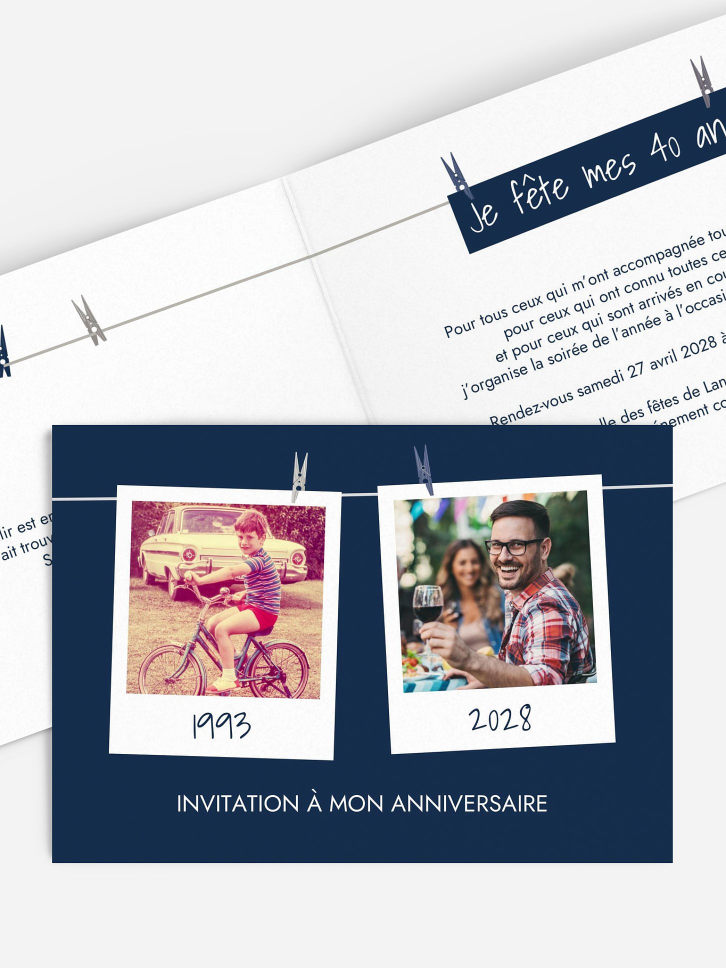 invitation anniversaire 40 Cadre photo en fête