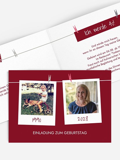 Einladung 40. Geburtstag Fotoleine