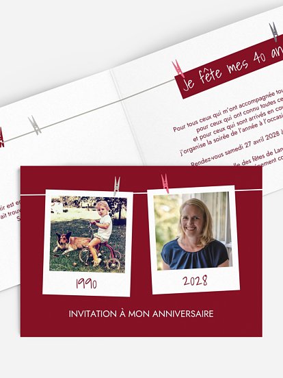 invitation anniversaire 40 Cadre photo en fête
