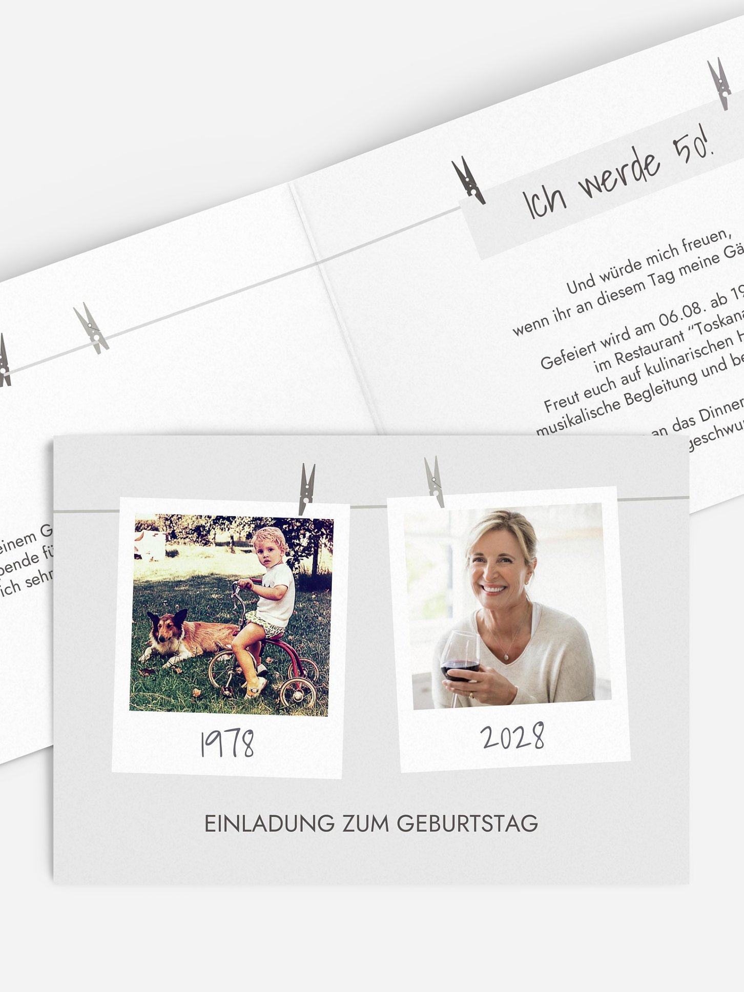 Einladung 50. Geburtstag Fotoleine
