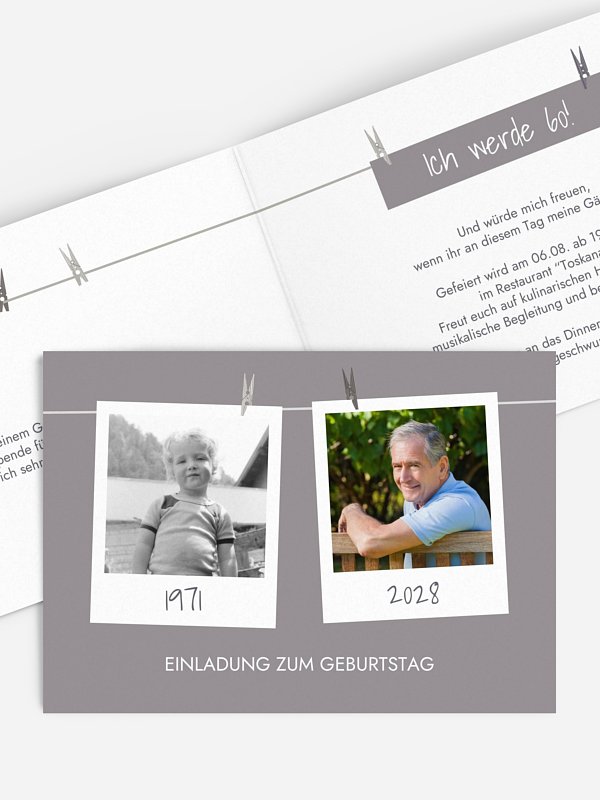 Einladung 60. Geburtstag Fotoleine