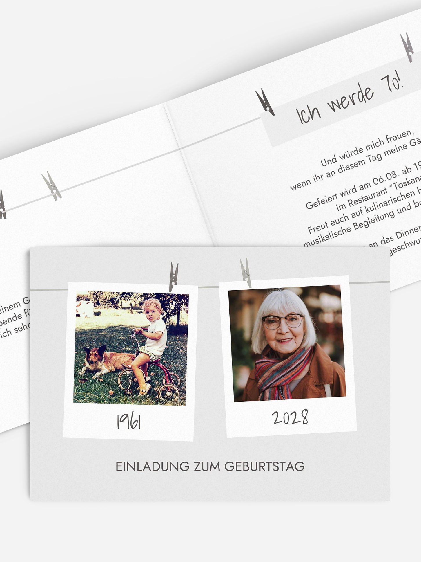 Einladung 70. Geburtstag Fotoleine
