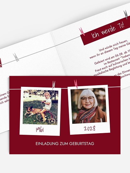 Einladung 70. Geburtstag Fotoleine