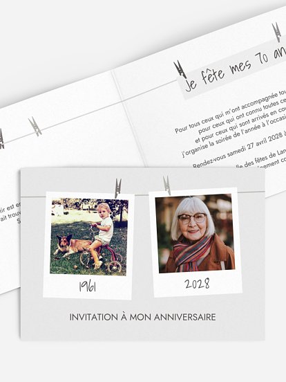 invitation anniversaire 70 Cadre photo en fête