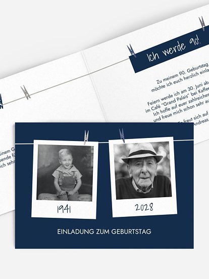 Einladung 90. Geburtstag Fotoleine