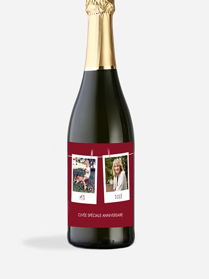 Étiquette pour bouteille Cadre photo en fête