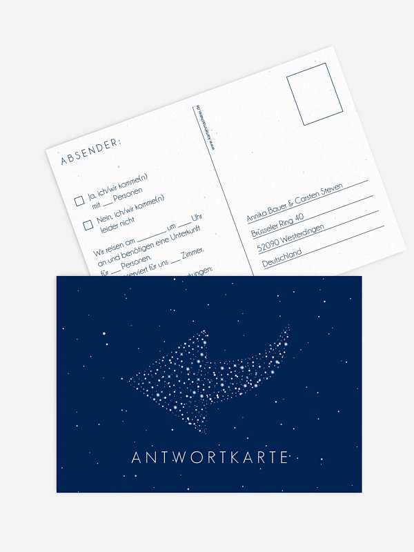 Antwortkarte Hochzeit Sparkle