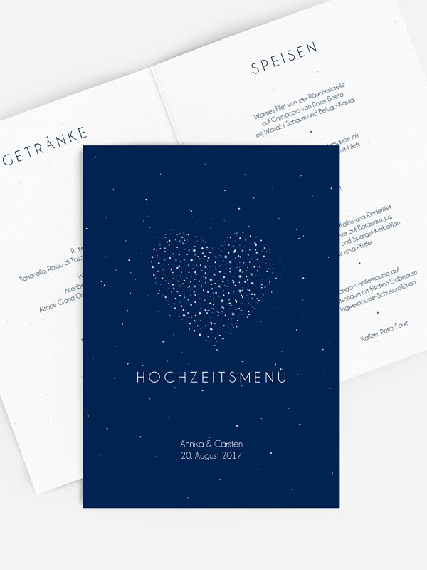 Menükarte Hochzeit Sparkle