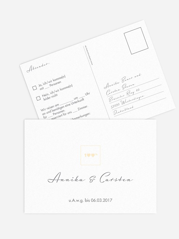 Antwortkarte Hochzeit 100%