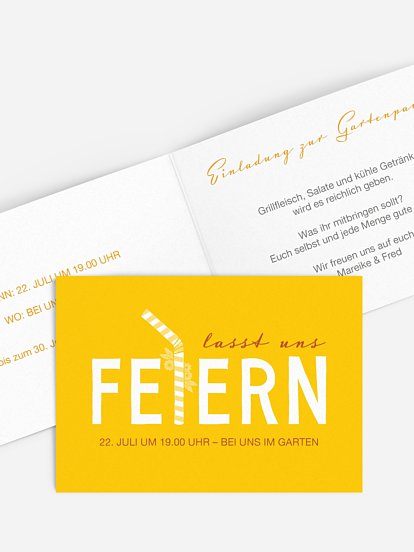 Partyeinladung Strohhalm